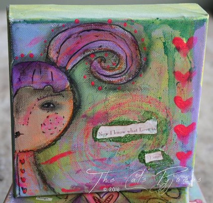 Whimsical Girl with purple hair painting